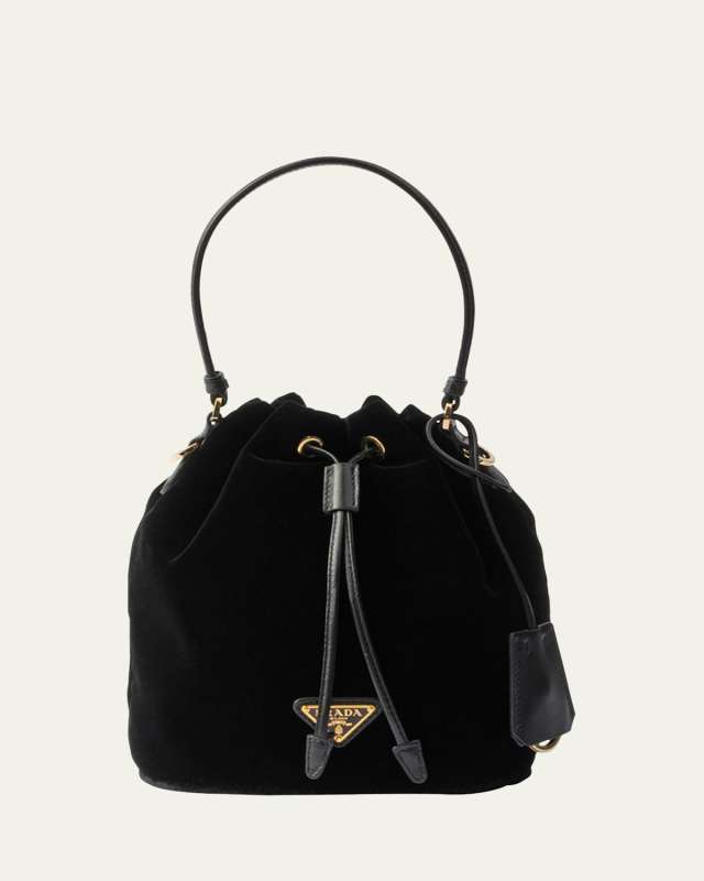 Drawstring Velvet Bucket Bag